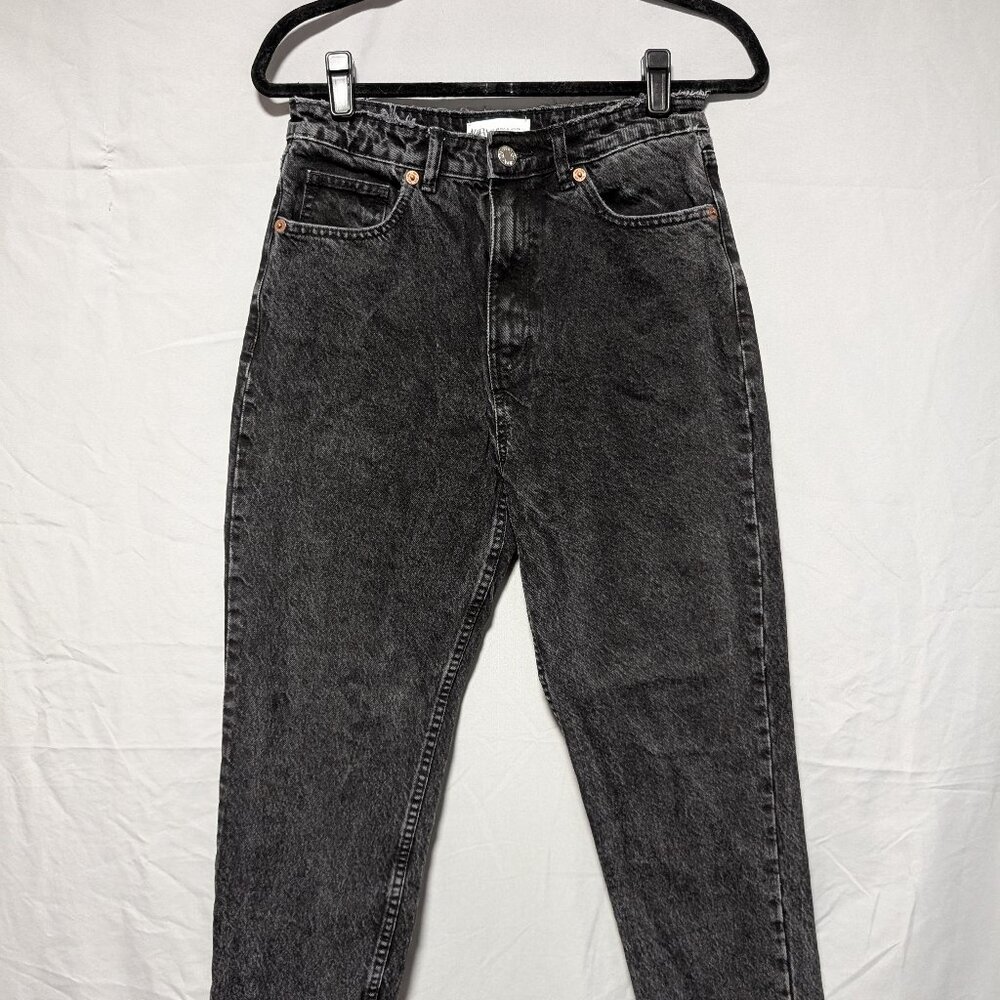 ZARA VTG Style Black Acid Wash‎ High Rise Mom Jeans Tapered Leg Cotton Women's 6